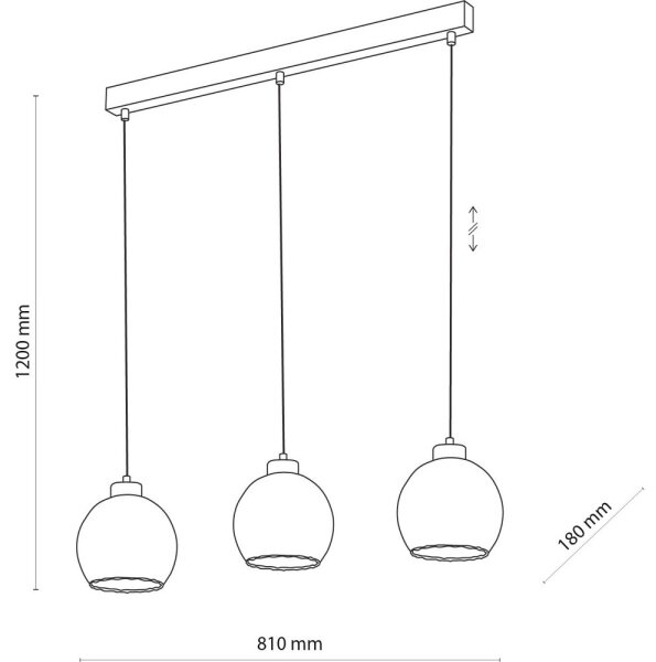 Lampadario LED sospeso su cavo DEVI 3xE27/15W/230V nero/fumé