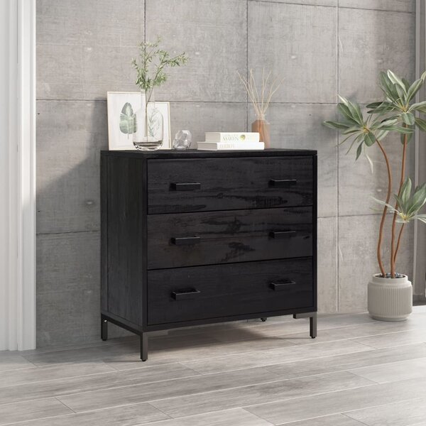 Cassettiera in Metallo in Stile Industriale 78x40x93 cm Nera