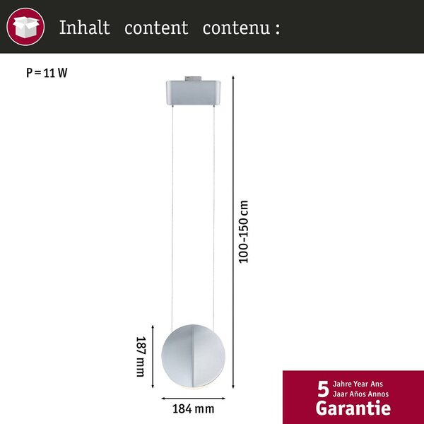 Paulmann URail-Pendel Alejandro cromato 3.000 K dimmerabile a 3 livelli URail Alejandro,, Alluminio / Grigio / Zincato, Soggiorno / Sala da pranzo, Plastica, Moderno