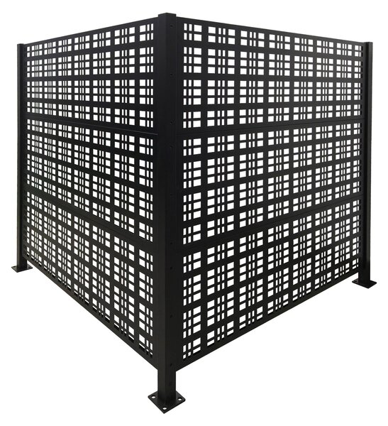 Copertura per bidoni della spazzatura Relaxdays, Square, 2 pannelli da 120 x 120 cm (A x L) ciascuno, schermo modulare, recinzione per bidoni della spazzatura, nero