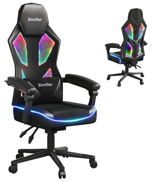 Sedia da ufficio ergonomica, sedia da scrivania con poggiatesta regolabile, braccioli, supporto lombare, poltrona direzionale, sedia girevole, sedia da ufficio 150 kg, nera