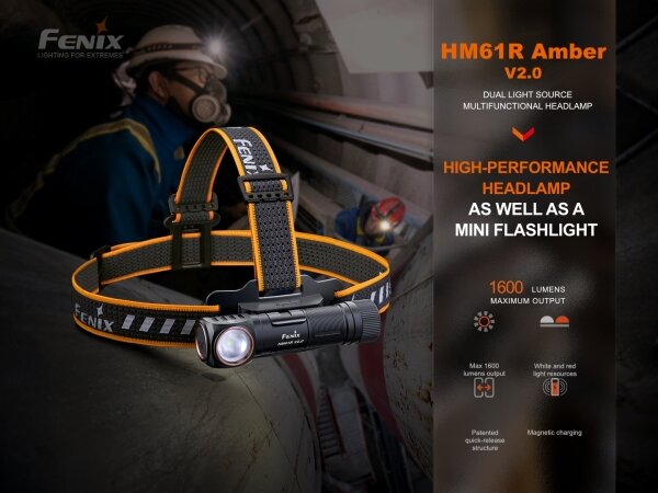 Fenix HM61RV20 - Lampada frontale LED ricaricabile LED/USB/2xCR123A IP68 1600lm 300h 3400mAh
