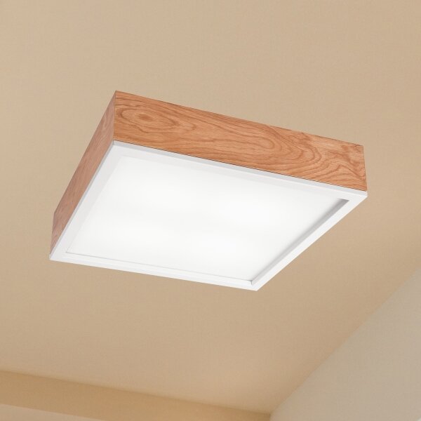 Plafoniera OAK SQUARE 4xE27/15W/230V 39x39 cm quercia/bianco