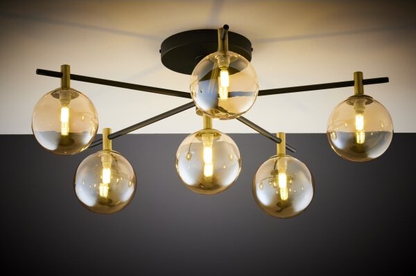 Jupiter 2033 - Lampadario a plafone FIGARO 6xG9/10W/230V nero/oro/beige