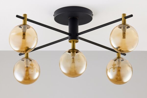 Jupiter 2032 - Lampadario a plafone FIGARO 5xG9/10W/230V nero/oro/beige