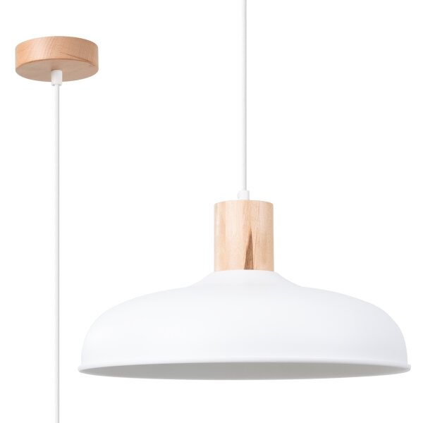 Sollux SL.1323 - Lampadario a sospensione con filo INDY 1xE27/15W/230V diametro 38 cm bianco