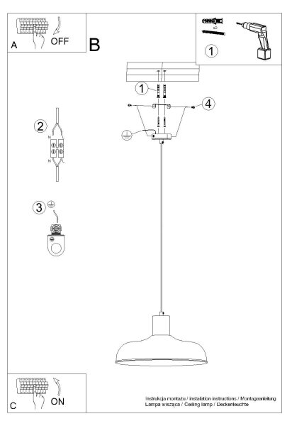 Sollux SL.1323 - Lampadario a sospensione con filo INDY 1xE27/15W/230V diametro 38 cm bianco