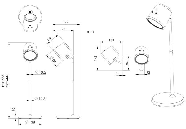 Globo 58454B - Lampada da tavolo LED dimmerabile touch MEEYA LED/6W/3,7V nera