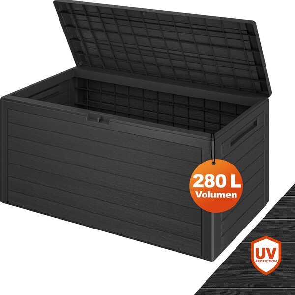 CASARIA® Baule da Giardino XXL 280 L Cassapanca Richiudibile 2 Maniglie 116x43x55cm Box Esterno Contenitore Effetto Legno