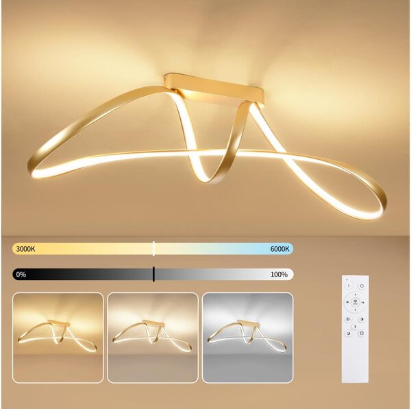 Brilagi-LED Plafoniera dimmerabile a soffitto TWISTER LED/60W/230V 3000-6000K dorata + telecomando