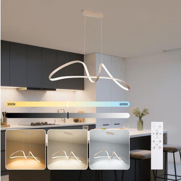 Brilagi-LED Lampadario dimmerabile a sospensione TWISTER LED/60W/230V 3000-6000K beige + telecomando