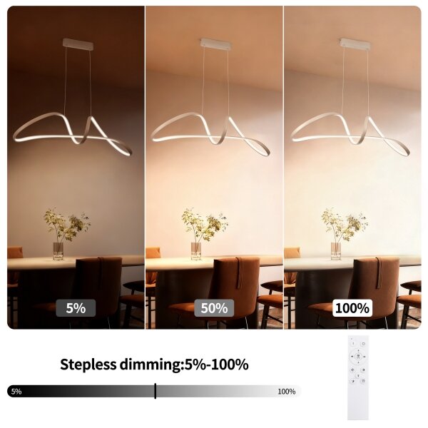 Brilagi-LED Lampadario dimmerabile a sospensione TWISTER LED/60W/230V 3000-6000K beige + telecomando