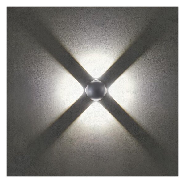 MILESTONE APPLIQUE A SFERA BIANCA O ANTRACITE IP54 LED 12W LUCE 3000K 4 FASCI DI LUCE MODERNA