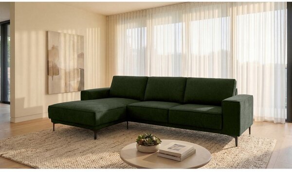 Divano angolare verde (con penisola a sinistra/con chaise lounge) con rivestimento in ciniglia Copenhagen – Scandic