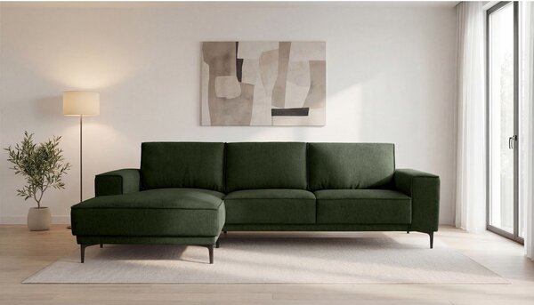 Divano angolare verde (con penisola a sinistra/con chaise lounge) con rivestimento in ciniglia Copenhagen – Scandic