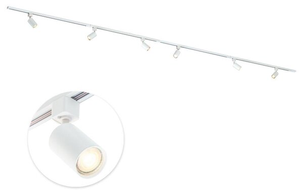 Qub Focus III - Sistema a binario LED - bianco - 1 circuito - 400 cm - 6x spot GU10 - forma a I