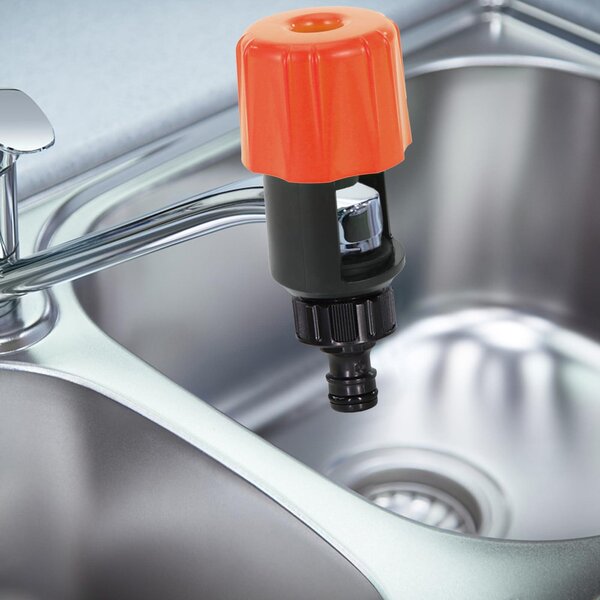 Adattatore per rubinetto da cucina a tubo da giardino, universale, arancione
