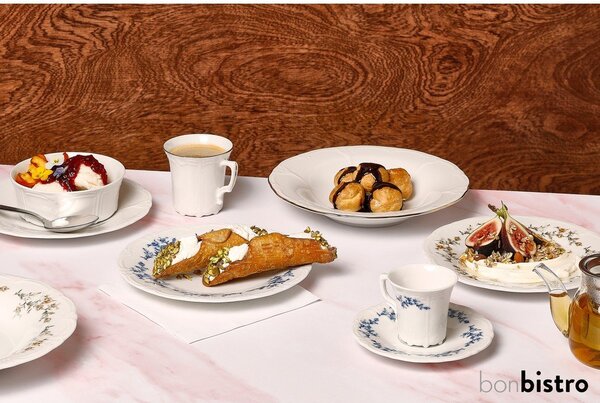 Piattino bianco/blu in porcellana ø 12 cm Retro – BonBistro