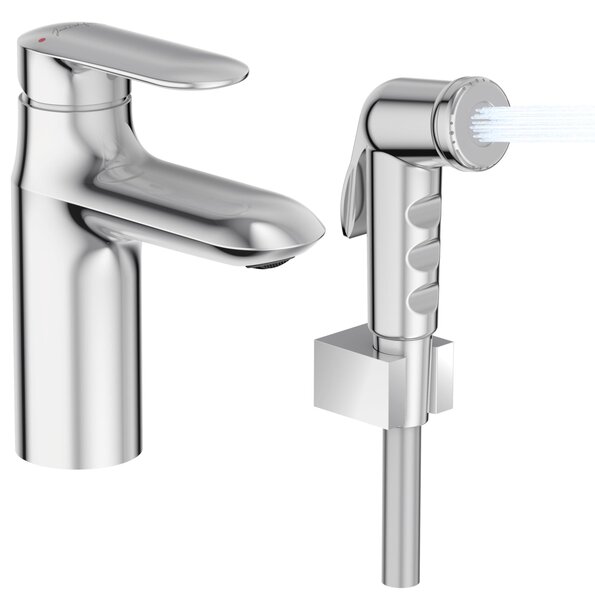 Rubinetto per lavabo con doccetta igienica per acqua calda e fredda