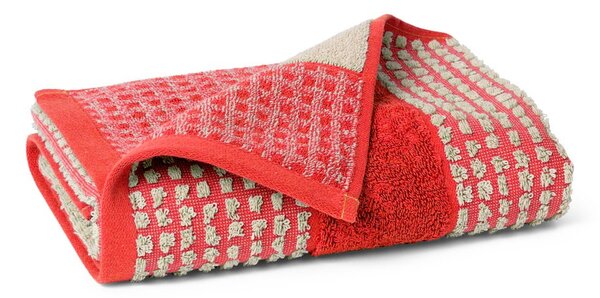 Asciugamano rosso in spugna di cotone biologico 50x100 cm Check - JUNA