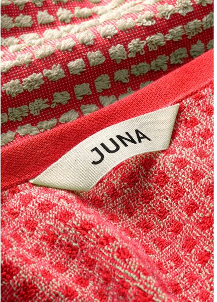 Asciugamano rosso in spugna di cotone biologico 50x100 cm Check - JUNA