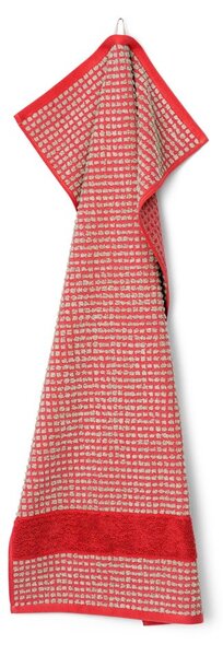 Asciugamano rosso in spugna di cotone biologico 50x100 cm Check - JUNA
