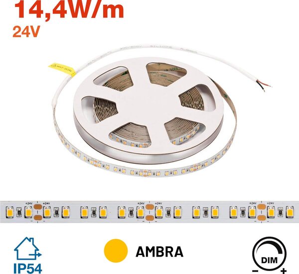 Striscia LED 24V 144W/m Luce Ambrata - IP54 - 5 metri