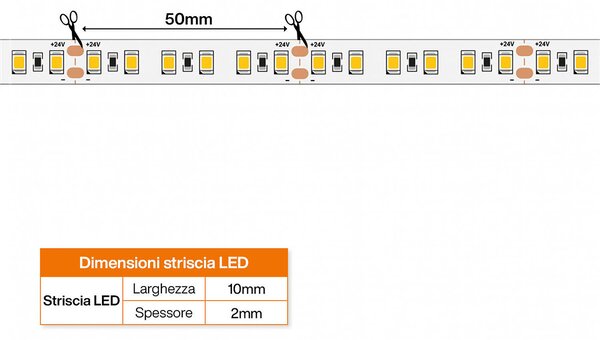 Striscia LED 24V 144W/m Luce Ambrata - IP54 - 5 metri