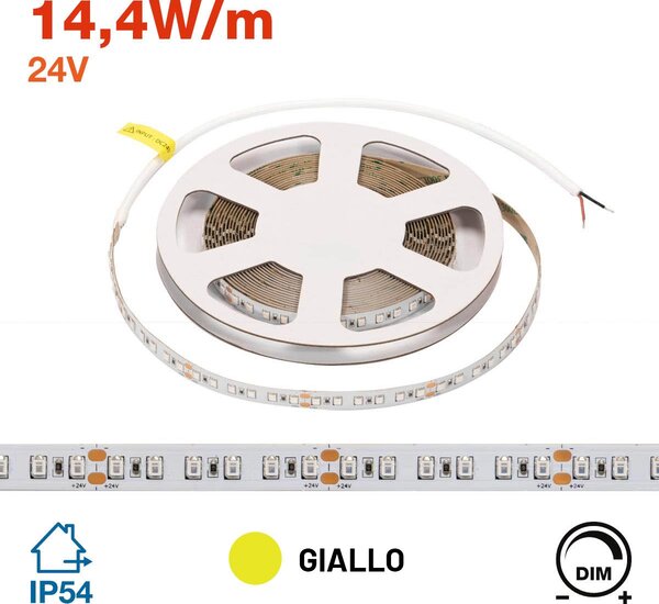 Striscia LED 24V 144W/m Luce Gialla - IP54 - 5 metri