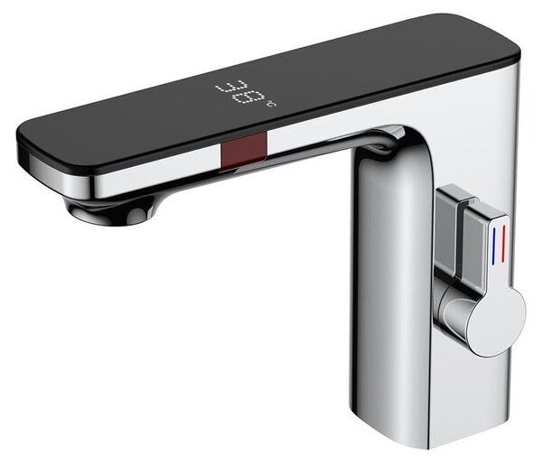 Rubinetto per lavabo con sensore e display digitale per acqua calda e fredda (cromato)