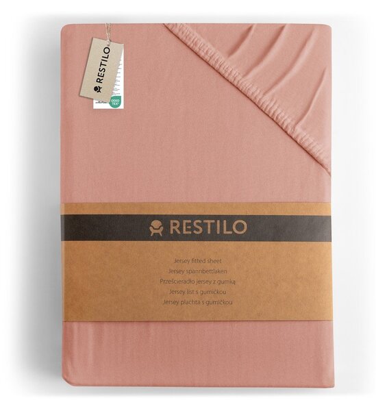 Lenzuolo con angoli color pesca in jersey 240x220 cm Amber – Restilo