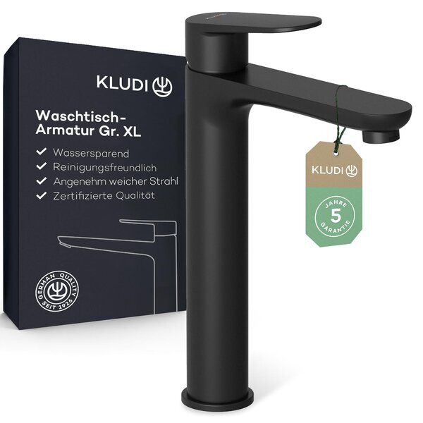 Rubinetto per lavabo da bagno, modello X1, colore nero