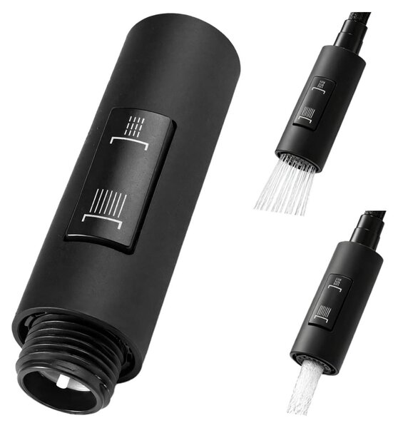 Ugello per rubinetto da cucina, attacco G1/2, con pulsante selettore, 2 modalità, colore nero opaco