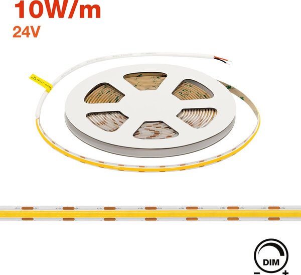 Striscia LED COB 24V 10W/m CRI>90 Professionale - IP20 - 5 metri