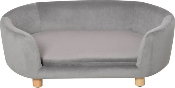 Divano per animali D04-167GY, velluto, letto per cani, gambe in betulla, grigio, 86 x 55 x 33 cm - B