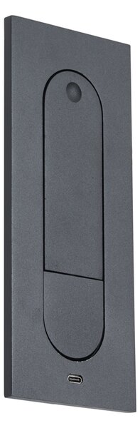 Lampada da parete moderna nera con LED e porta USB-C - Hilton