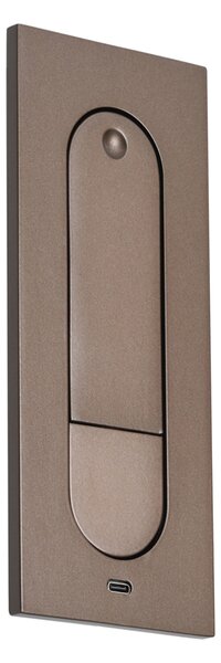 Lampada da parete moderna bronzo scuro con LED e porta USB-C - Hilton