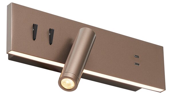 Set di 2 lampade da parete moderne bronzo scuro regolabili con USB-C incl. LED - Modric