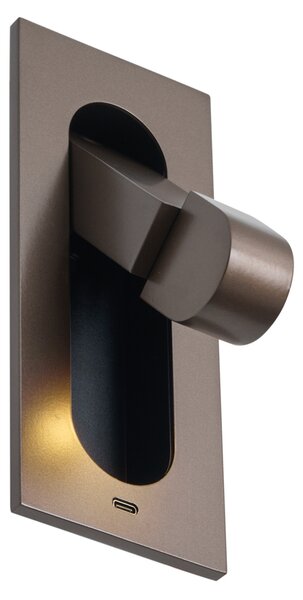 Set di 2 lampade da parete moderne bronzo scuro con LED e porta USB-C - Hilton