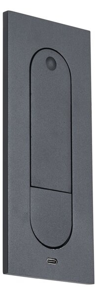 Set di 2 lampade da parete moderne nere con LED e porta USB-C - Hilton