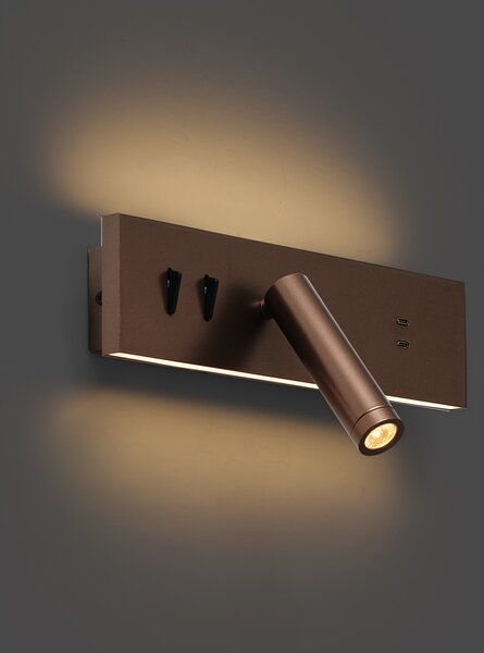 Set di 2 lampade da parete moderne bronzo scuro regolabili con USB-C incl. LED - Modric