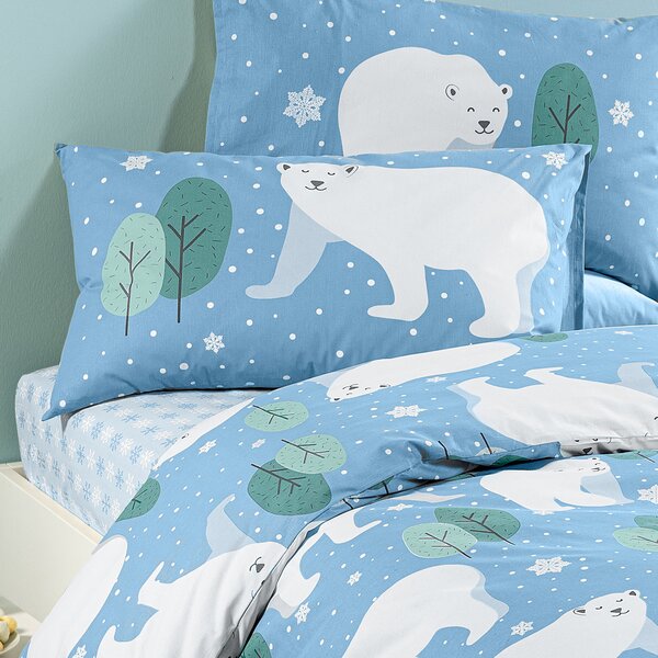 Completo Copripiumino SINGOLO Polar NATURALE Cotone Caleffi