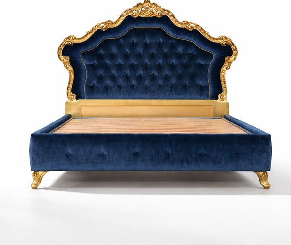 Letto Matrimoniale Vanity Barocco - Velluto e Foglia Oro - Artigianato Italiano di Lusso