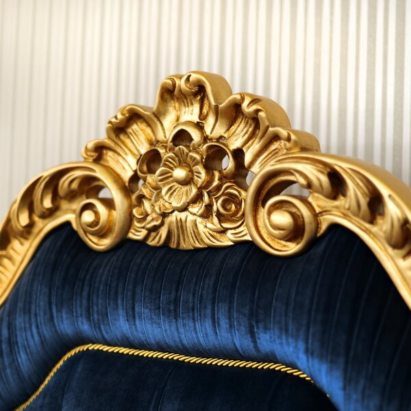 Letto Matrimoniale Vanity Barocco - Velluto e Foglia Oro - Artigianato Italiano di Lusso