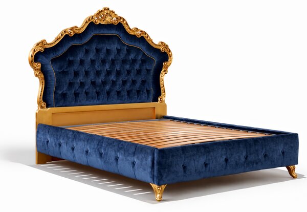 Letto Matrimoniale Vanity Barocco - Velluto e Foglia Oro - Artigianato Italiano di Lusso