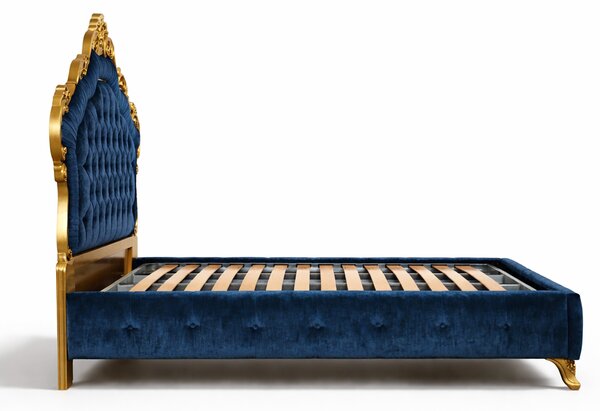 Letto Matrimoniale Vanity Barocco - Velluto e Foglia Oro - Artigianato Italiano di Lusso