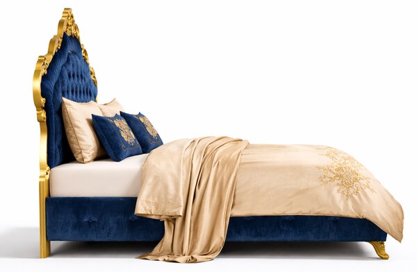 Letto Matrimoniale Vanity Barocco - Velluto e Foglia Oro - Artigianato Italiano di Lusso