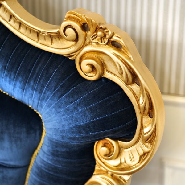 Letto Matrimoniale Vanity Barocco - Velluto e Foglia Oro - Artigianato Italiano di Lusso
