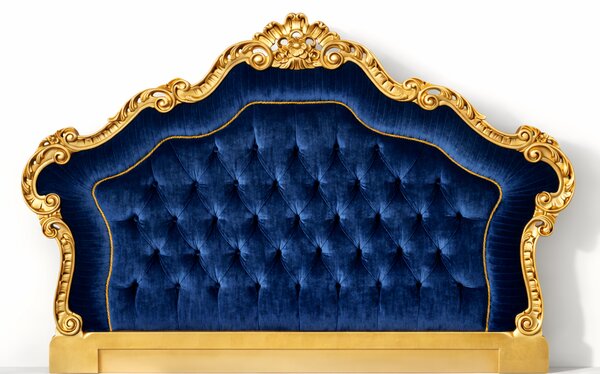 Letto Matrimoniale Vanity Barocco - Velluto e Foglia Oro - Artigianato Italiano di Lusso