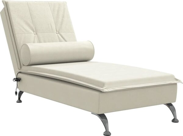 SYFAX™ Chaise Longue Massaggi con Cuscino a Rullo Crema in Velluto